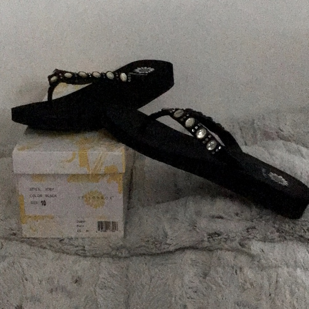 YellowBox Joby size 10 sandals. Leather upper with jewel-beads.